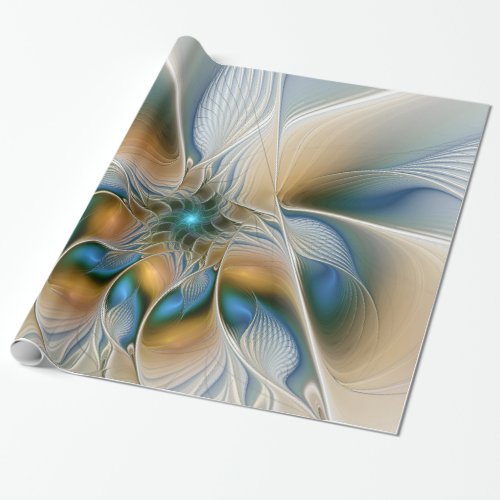 Soaring Abstract Fantasy Fractal Art With Blue Wrapping Paper