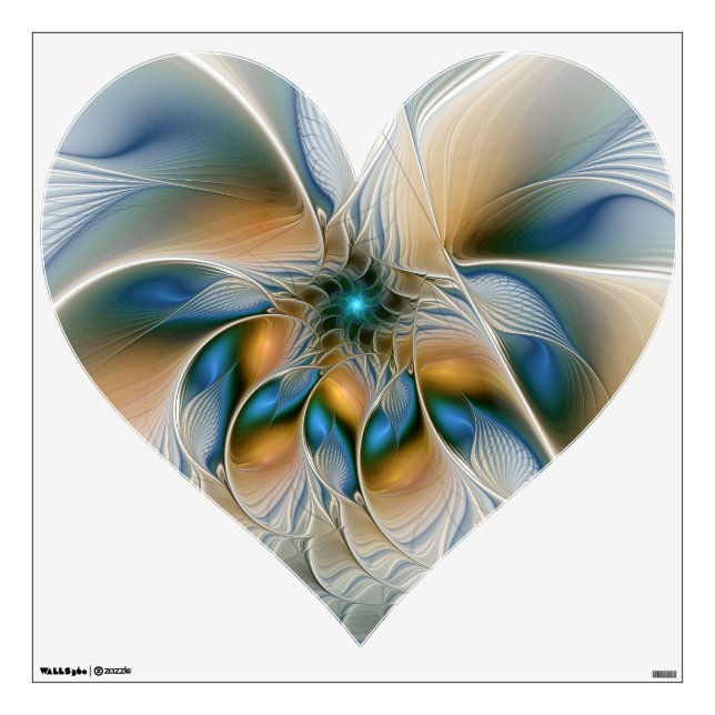 Soaring, Abstract Fantasy Fractal With Blue Heart Wall Decal (Front)