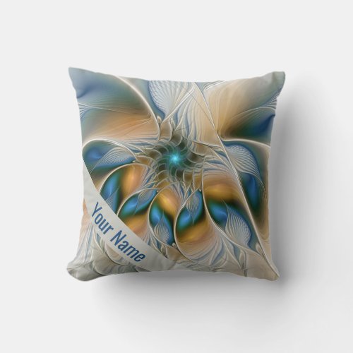 Soaring Abstract Fantasy Fractal With Blue Name Throw Pillow