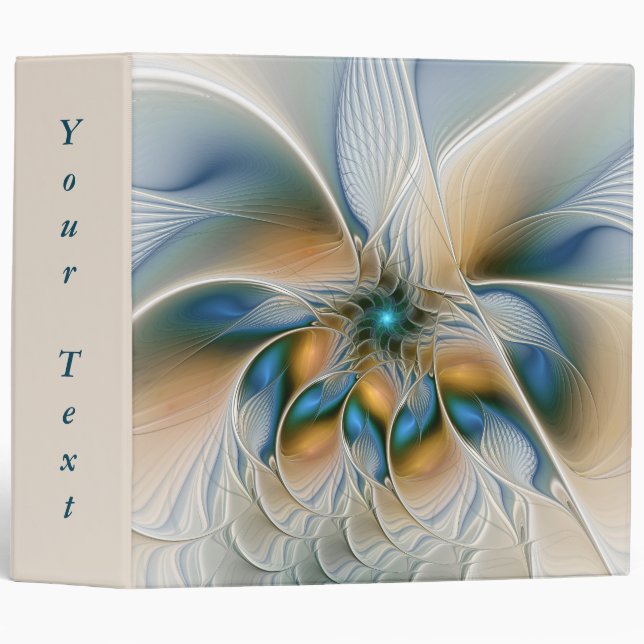 Soaring, Abstract Fantasy Fractal With Blue Text 3 Ring Binder (Front/Spine)