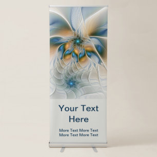 Soaring, Abstract Fantasy Fractal With Blue Text Retractable Banner