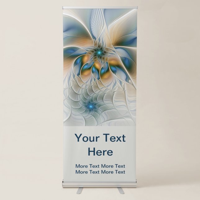 Soaring, Abstract Fantasy Fractal With Blue Text Retractable Banner (Front)