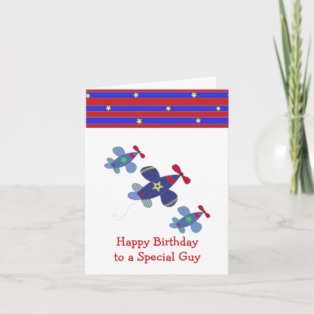 Soaring Airplane Birthday Wishes Card (Front)
