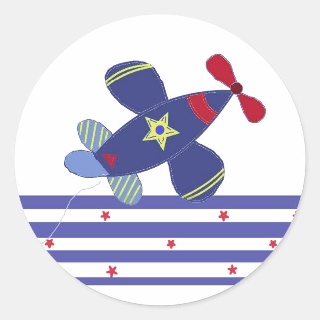 Soaring Airplane Classic Round Sticker (Front)