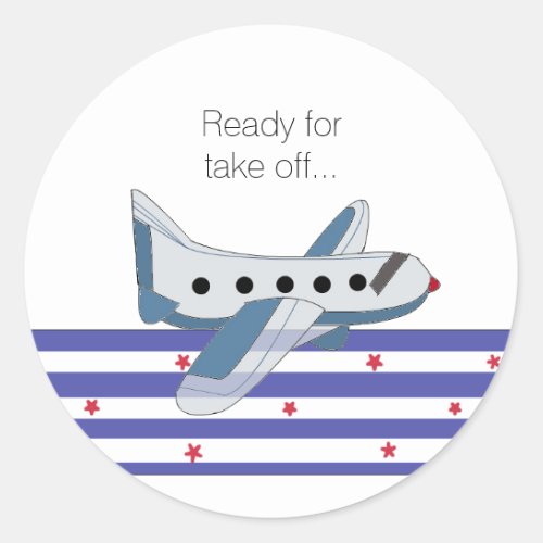 Soaring Airplane Classic Round Sticker