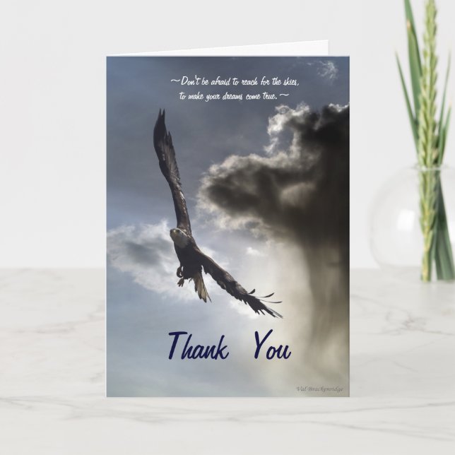 Soaring American Bald Eagle Thank You Card (Front)