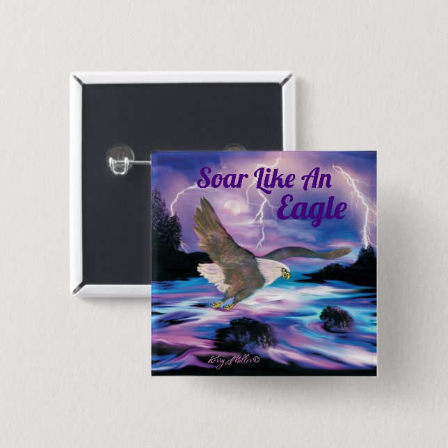 Soaring Bald Eagle Button (Front & Back)