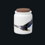 Soaring Bald Eagle Candy Jar<br><div class="desc">The Bald Eagle is both the national bird and national animal of the United States of America. The Bald Eagle appears on its Seal. In the late 20th century it was on the brink of extirpation in the continental United States. Populations recovered and the species was removed from the U.S....</div>