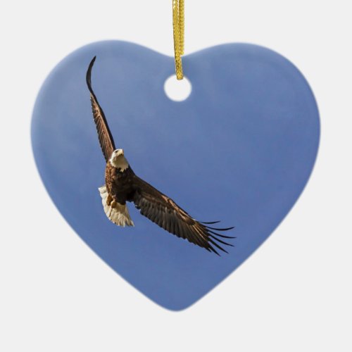 Soaring Bald Eagle Ceramic Ornament