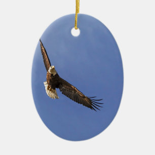 Soaring Bald Eagle Ceramic Ornament