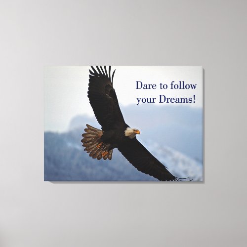 Soaring Bald Eagle Inspirational Quote Canvas Print