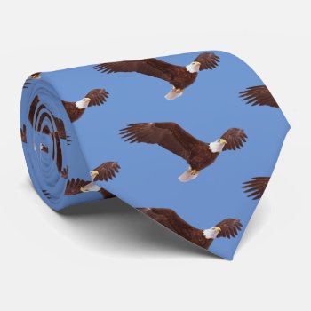 Soaring Bald Eagle Sky Blue Background Tie by RewStudio at Zazzle