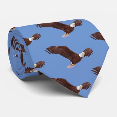 Soaring Bald Eagle Sky Blue Background Tie