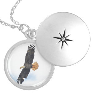 Soaring Bald Eagle Wildife Photo Art Locket Necklace