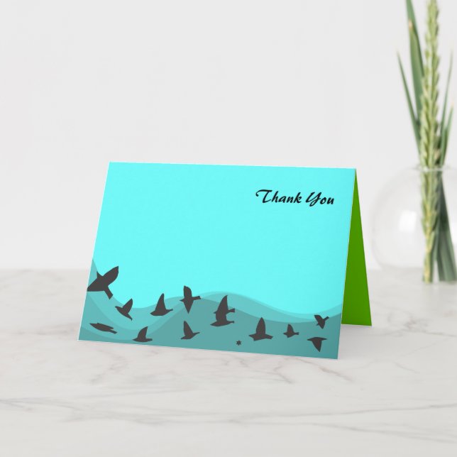 SOARING BIRDS Bar Bat Mitzvah Thank-You Card (Front)