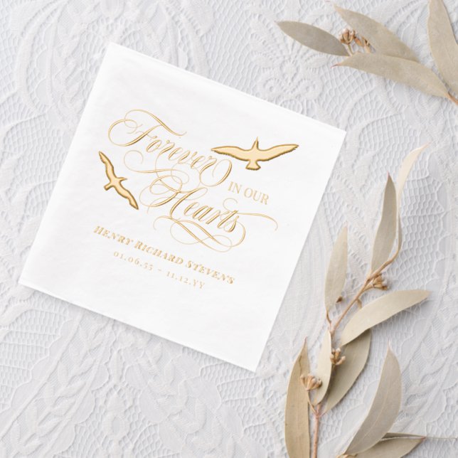 Soaring Birds Forever In Our Hearts Funeral Foil Napkins (Insitu (wedding 2))