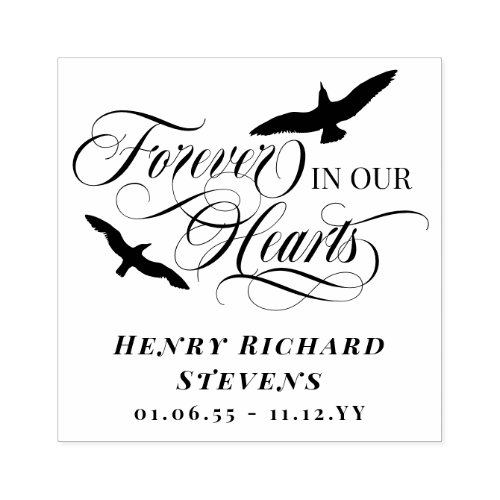 Soaring Birds Forever In Our Hearts Memorial Rubber Stamp