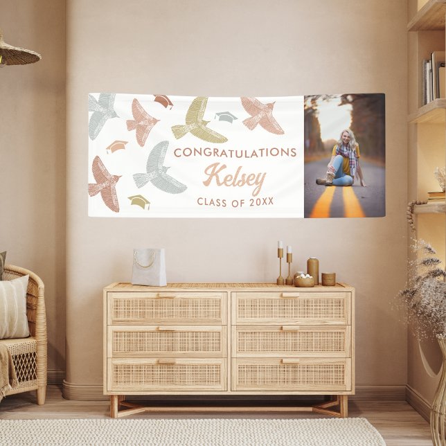 Soaring Boho Birds Graduation Photo Banner (Creator Uploaded)
