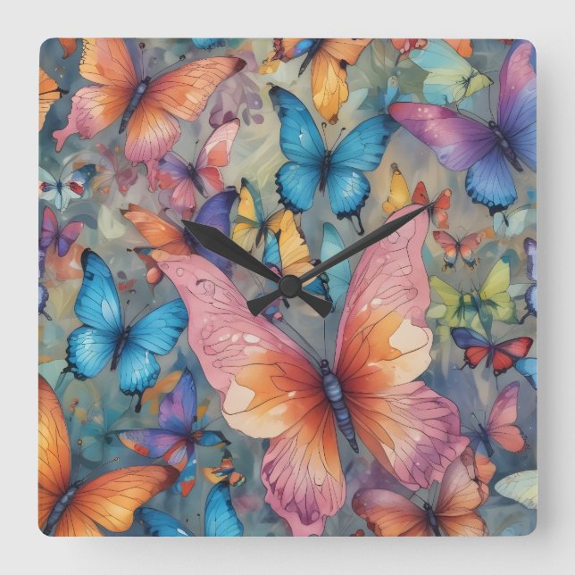 Soaring Butterflies: A Vibrant Wall Clock (Front)