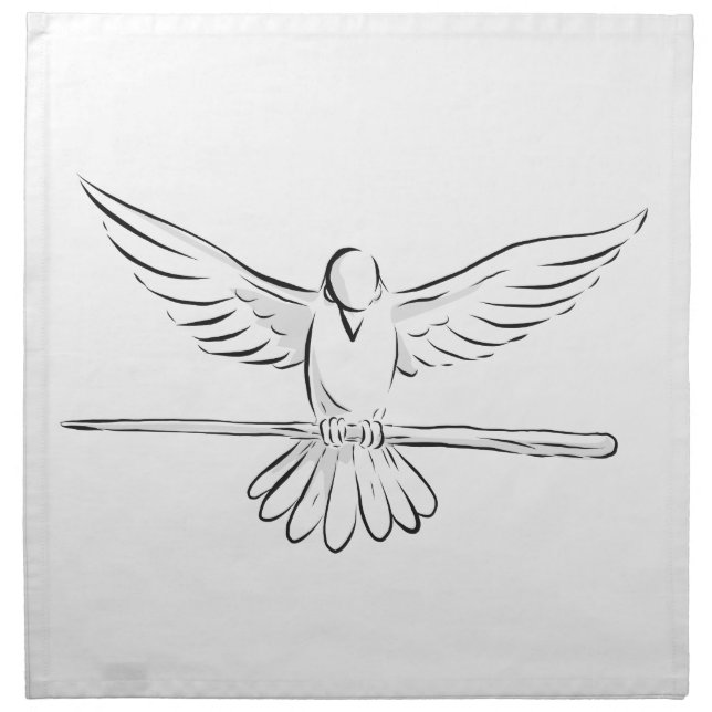 Soaring Dove Clutching Staff Front Drawing Napkin (Front)