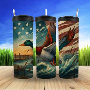 Soaring Duck, American Flag Sky Thermal Tumbler