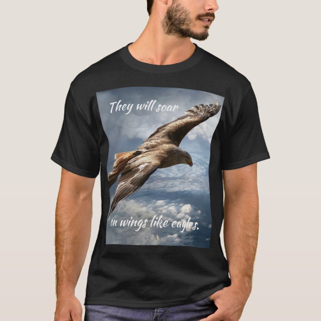 Soaring Eagle Motivational Bible Quote T-Shirt (Front)