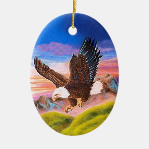Soaring Eagle Oval Ornament