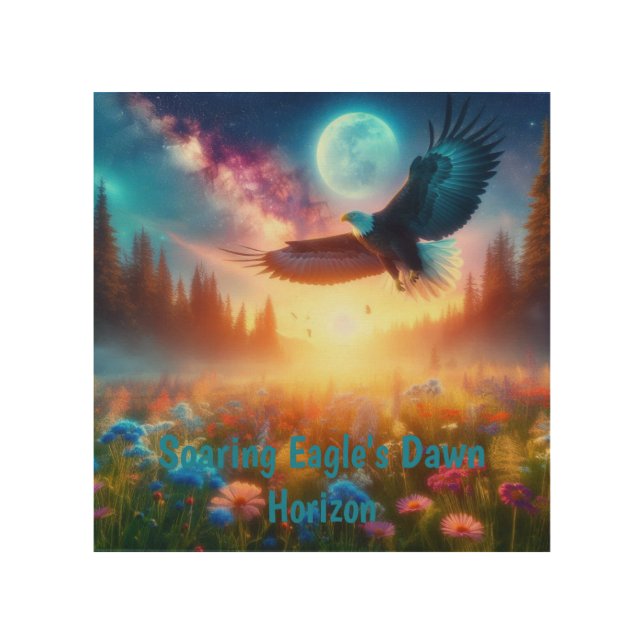 Soaring Eagle's Dawn Horizon Wood Wall Art (Front)