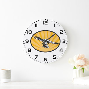 Soaring Falcon Bold Bird of Prey Large Clock