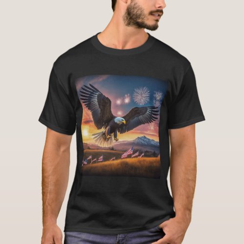 Soaring Freedom A Photorealistic Eagle at Sunset  T_Shirt