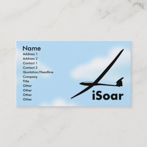 Soaring Gliding Sailplane Glider Business Card