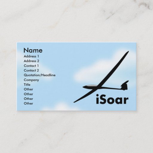 Customizable Soaring Gliding Sailplane Glider Business Card