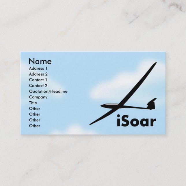 Soaring Gliding Sailplane Glider Business Card (Front)