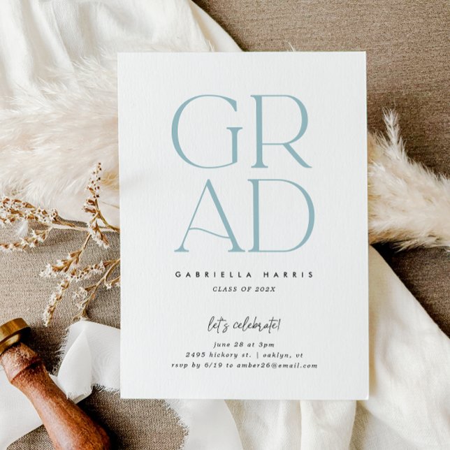 Soaring Grad | Light Blue + White Graduation Invitation (Soaring Grad | Light Blue + White Graduation Invitation)