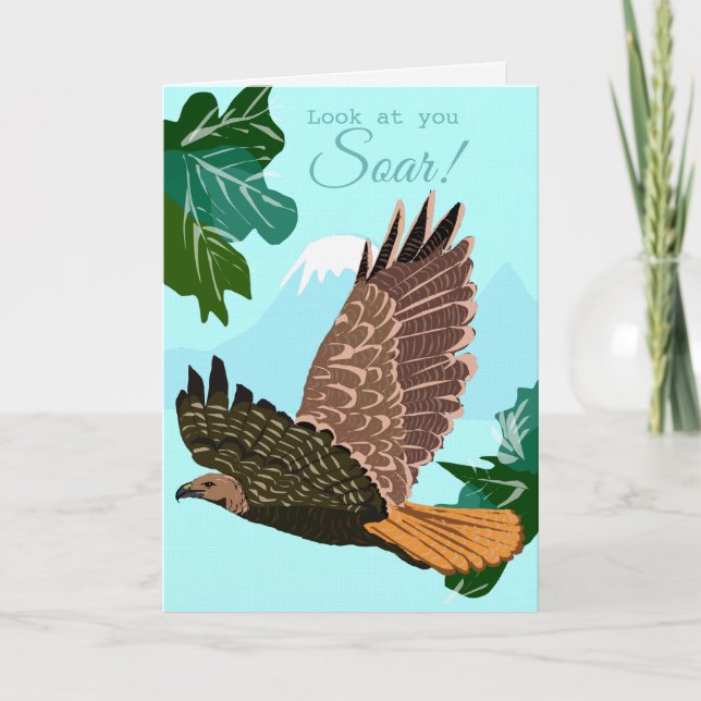 Soaring Hawk Celebration Card (Front)