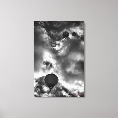Soaring Hot Air Balloons, fine art black and white Canvas Print