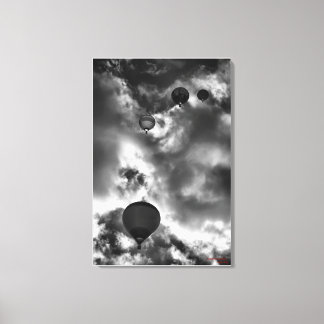 Soaring Hot Air Balloons, fine art black and white Canvas Print