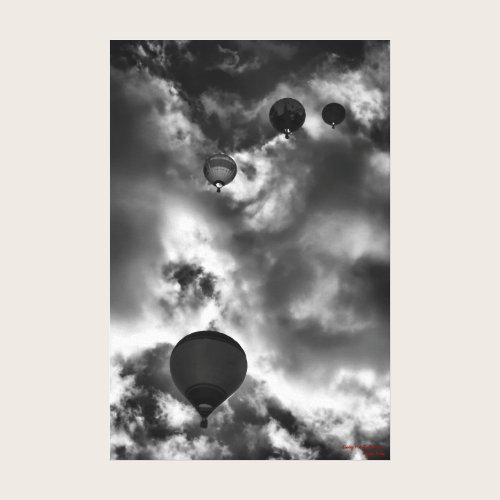 Soaring Hot Air Balloons, fine art black and white Canvas Print