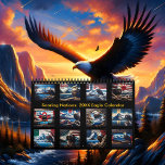 Soaring Nations: 2025/2026 Eagle Calendar<br><div class="desc">Experience the grace and strength of the eagle as it symbolizes freedom and pride across the globe. This 2025/2026 calendar features stunning photography of eagles perched on weathered trees, with snow-capped mountains and deep blue oceans in the background. Each month highlights a different nation’s flag, subtly faded into the rustic...</div>
