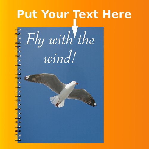 Soaring Seagull Modern Blue Photo Notebook