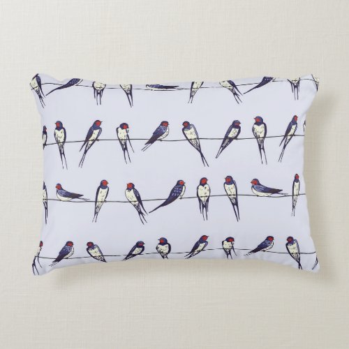 Soaring Swallows Bird Pattern Bliss Accent Pillow