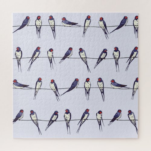 Soaring Swallows Bird Pattern Bliss Jigsaw Puzzle