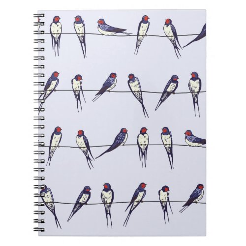 Soaring Swallows Bird Pattern Bliss Notebook