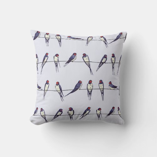 Soaring Swallows Bird Pattern Bliss Throw Pillow