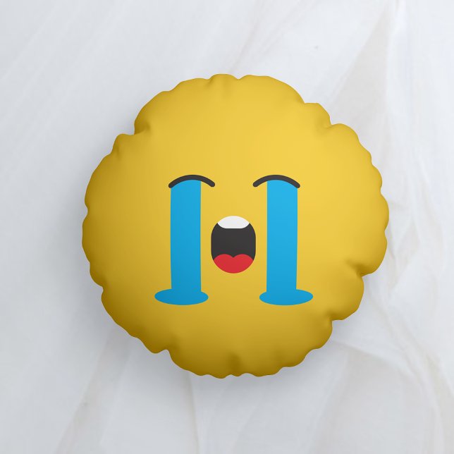 Sobbing Sad Yellow Face Emoji Round Pillow (Creator Uploaded)