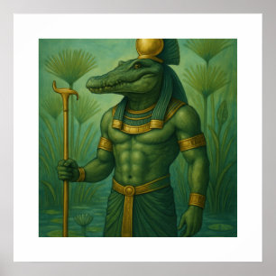 Sobek Crocodile God Poster Ancient Myth Art