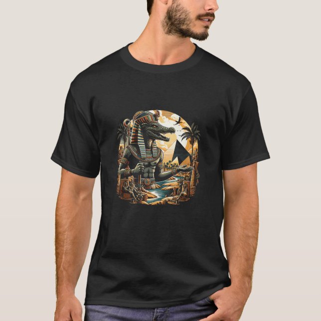 Sobek Egyptian Mythology Diety Nile Crocodile Anci T-Shirt (Front)