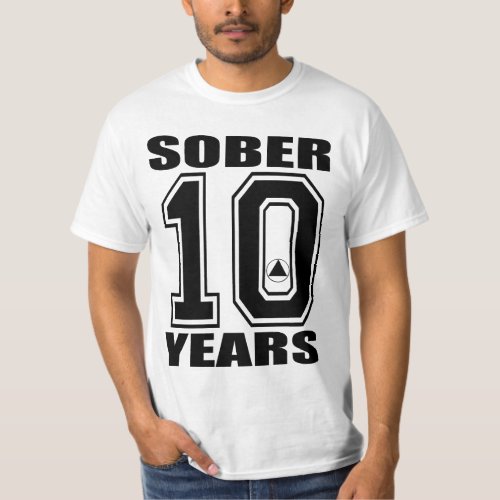 Sober 10 Years Black on White  AA LOGO  ORIGIN T_Shirt
