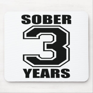 Sober 3 Years Black on White Mouse Pad