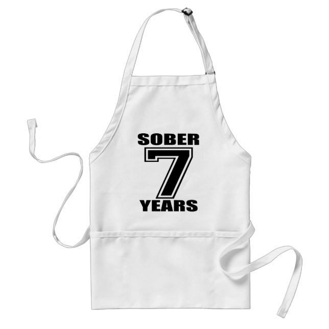 Sober 7 Years Black on White Adult Apron (Front)